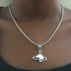 Silver Saturn Necklace